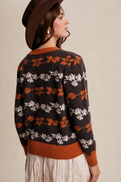 Floral Jacquard Sweater Mocha