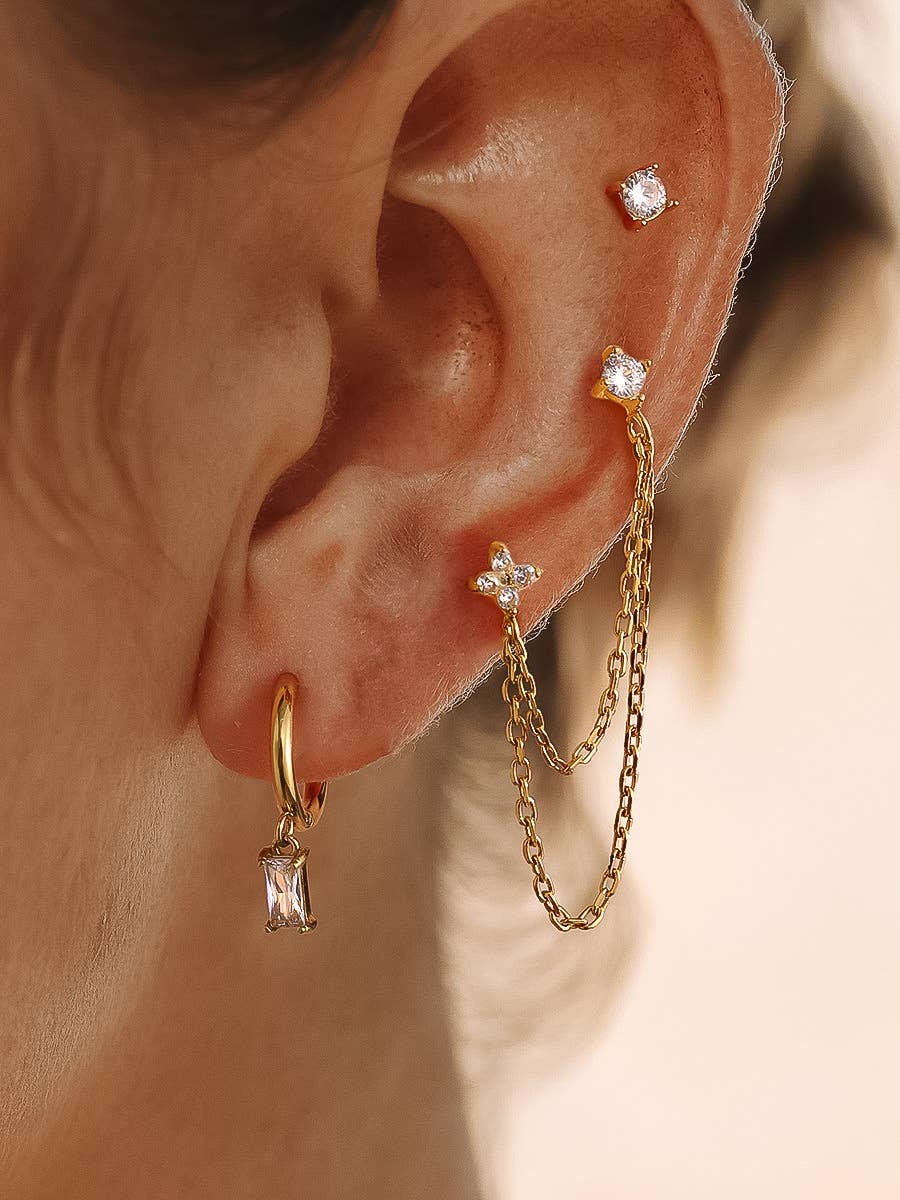 Roussa CZ Gold Earrings Set