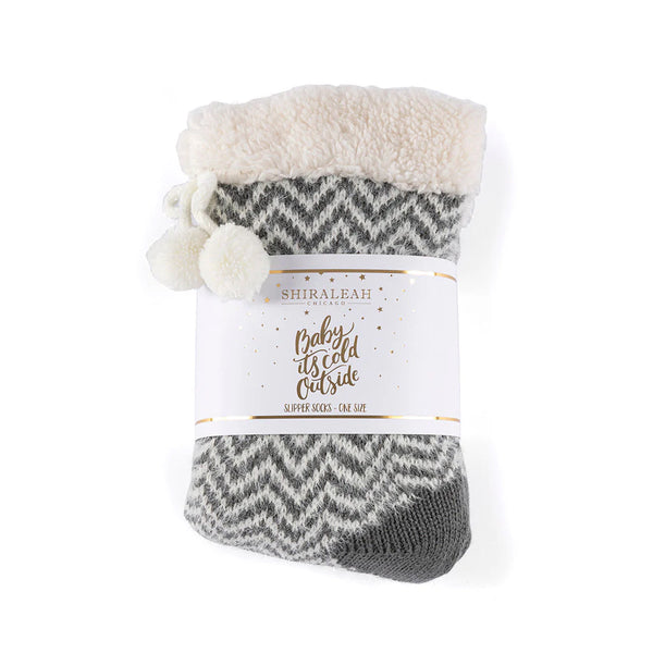Yancy Knit Slipper Socks, Grey