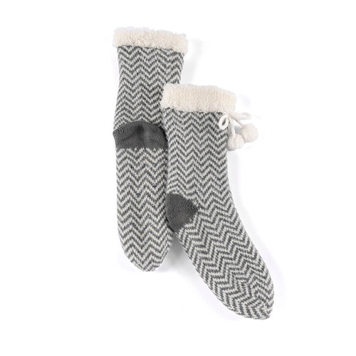 Yancy Knit Slipper Socks, Grey