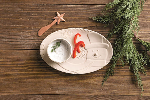 Snowman Tray & Dip Bowl