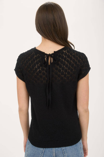 Eyelet Yoke Sweater Black