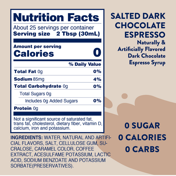 Sugar Free Salted Dark Chocolate Espresso Syrup