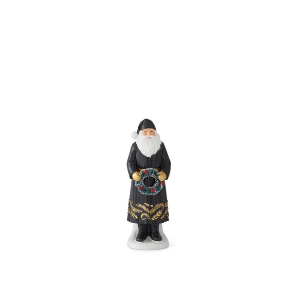 Black Santa with Bottle Brush Wreath