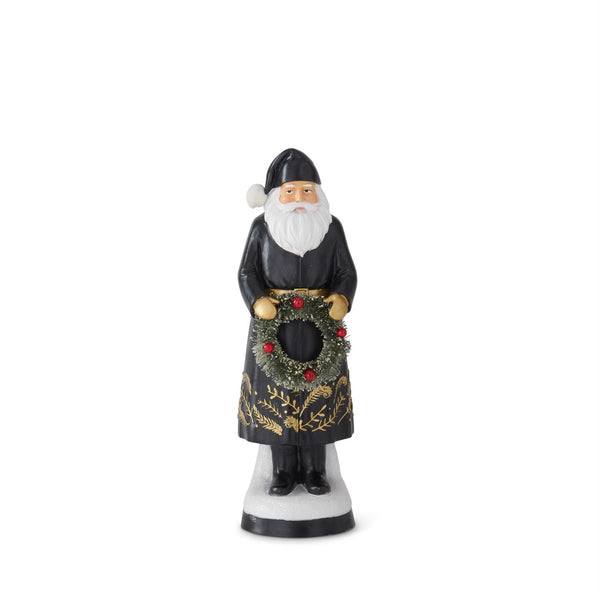 Black Santa with Bottle Brush Wreath