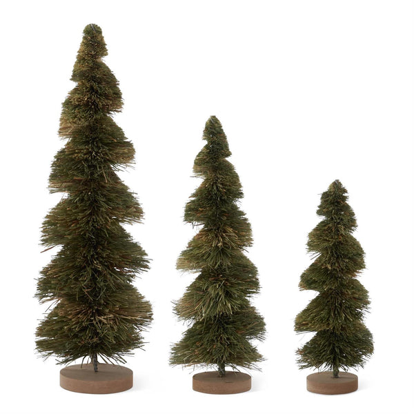 Two Tone Green Sisal Bottle Brush Trees