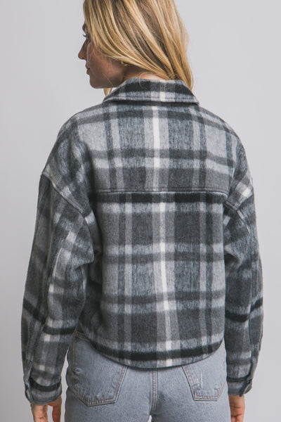 Short Plaid Shacket – Charcoal