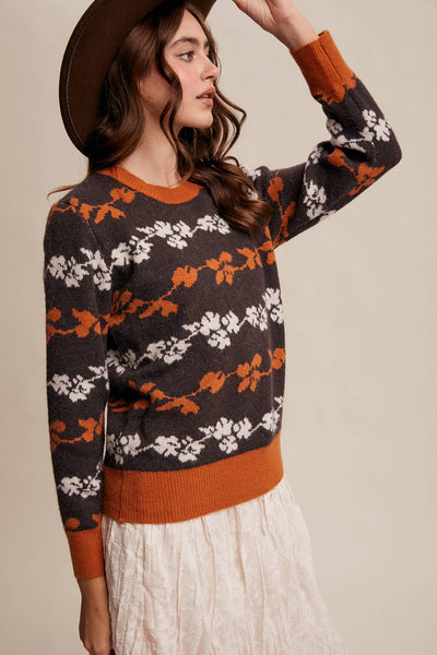 Floral Jacquard Sweater Mocha