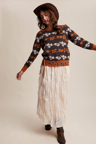 Floral Jacquard Sweater Mocha