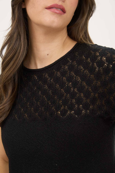 Eyelet Yoke Sweater Black