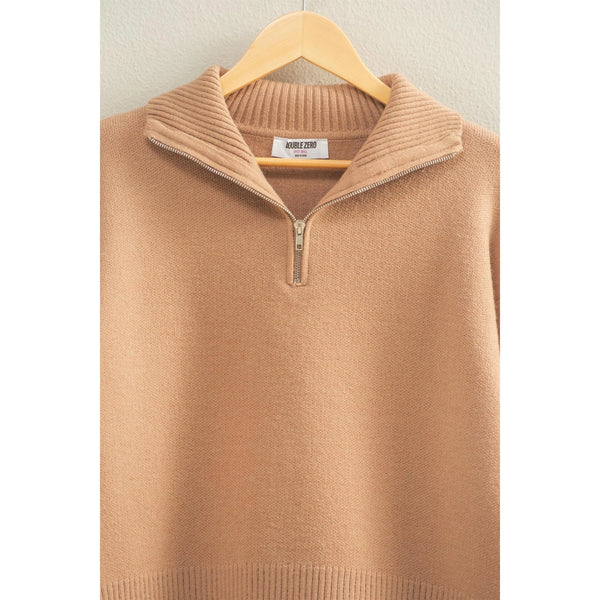 Half Zip Classic Sweater Dark Taupe