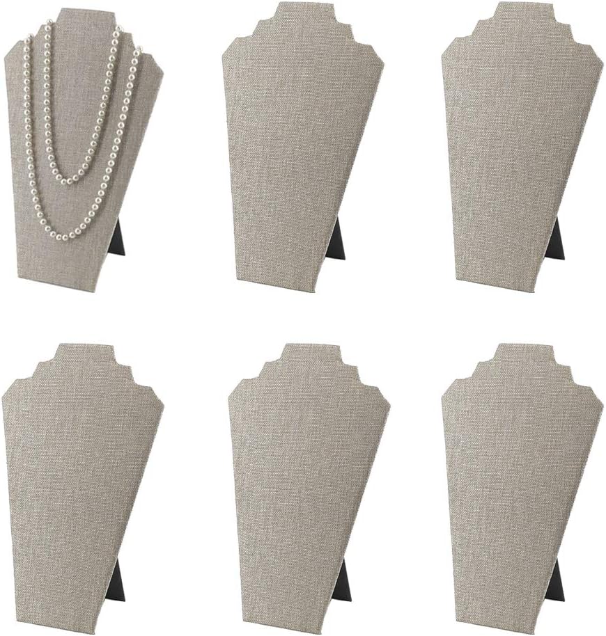 Gray Linen Flat Necklace Displays