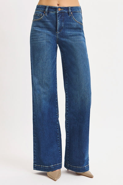 Risen Jeans Tummy Control Mid Rise Wide Leg w/ Iron Press Detail