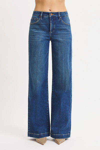 Risen Jeans Tummy Control Mid Rise Wide Leg w/ Iron Press Detail