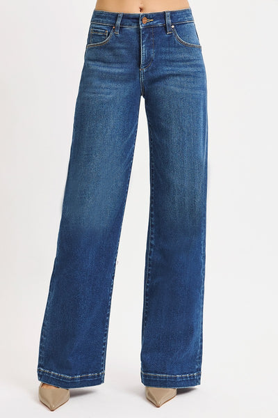 Risen Jeans Tummy Control Mid Rise Wide Leg w/ Iron Press Detail