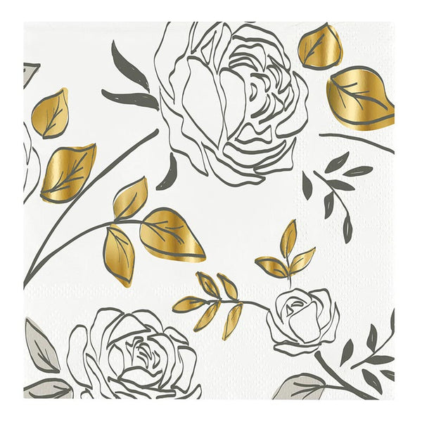 Floral Foil Beverage Napkins