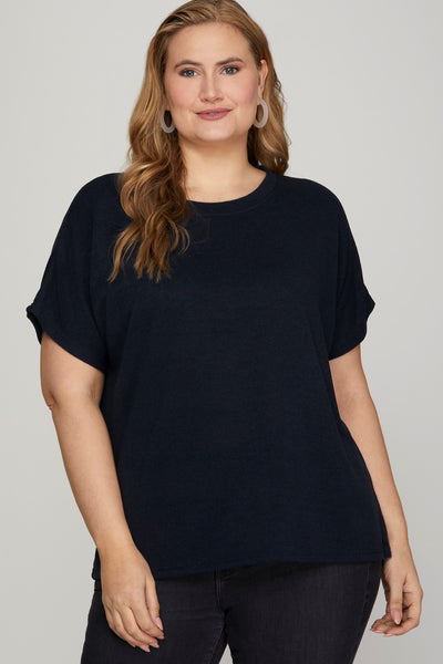 Danna Drop Sleeve Knit Top Navy