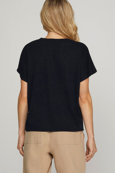 Danna Drop Sleeve Knit Top Navy