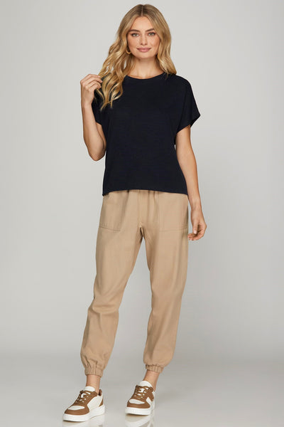 Danna Drop Sleeve Knit Top Navy