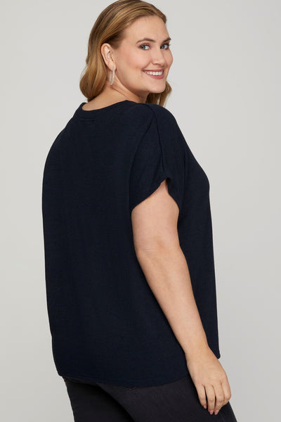 Danna Drop Sleeve Knit Top Navy