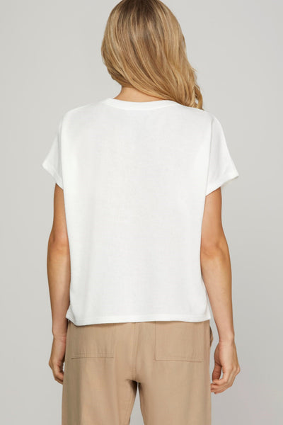 Danna Drop Sleeve Knit Top White