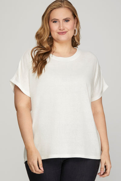 Danna Drop Sleeve Knit Top White