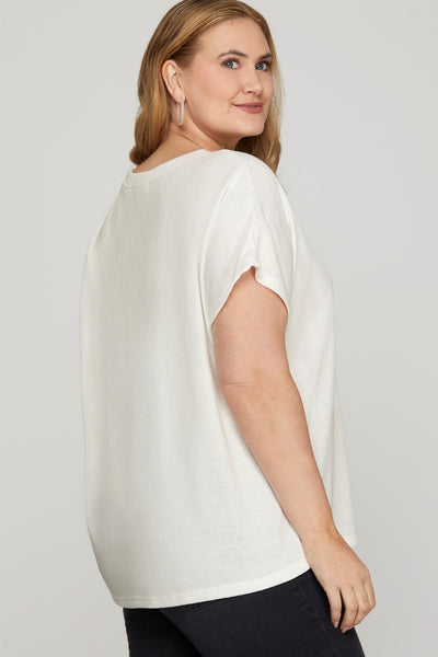 Danna Drop Sleeve Knit Top White