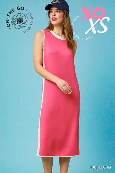 Faye Sporty Midi Dress Bubble Gum