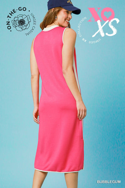 Faye Sporty Midi Dress Bubble Gum