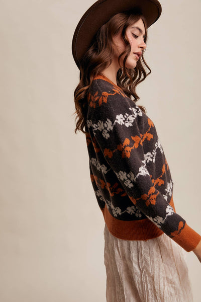 Floral Jacquard Sweater Mocha