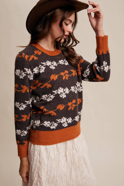 Floral Jacquard Sweater Mocha