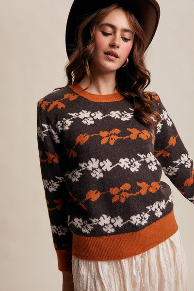 Floral Jacquard Sweater Mocha