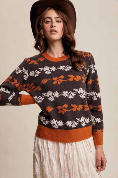 Floral Jacquard Sweater Mocha