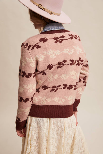 Floral Jacquard Sweater Rose