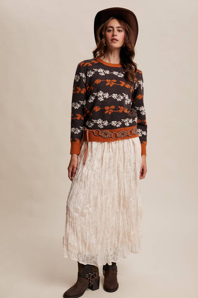 Floral Jacquard Sweater Mocha