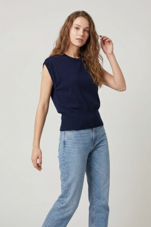 Navy Knit Sleeveless Top