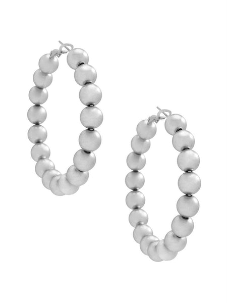 Large Chunky Metal Beaded Hoop Earring