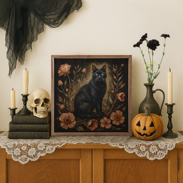 Floral Autumn Cat 8x8