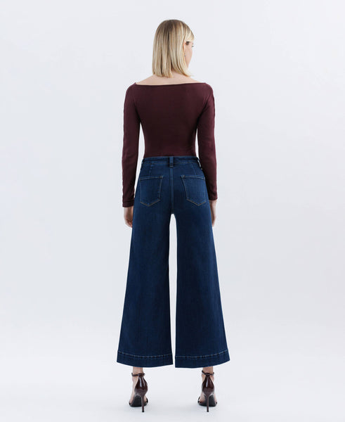High Rise Ankle Wide Leg Jeans F5923