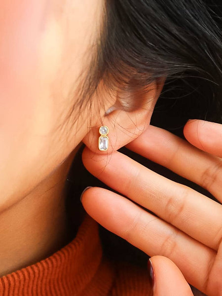 Zaid Mini CZ Stud Earrings in 18K Gold