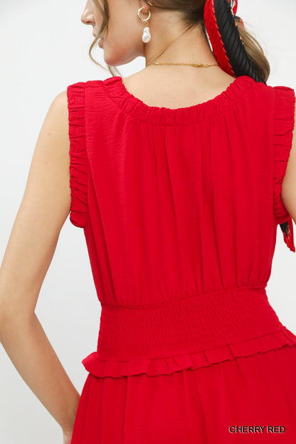 Smocked Waist Tiered Midi Dress for Women with Flowy Tiered Skirt and Elegant Boutique Style