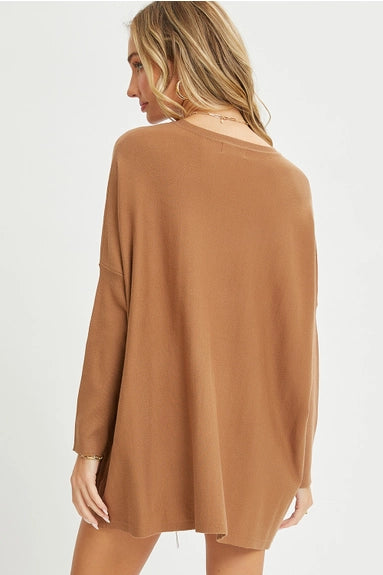 Oversize Round Neck Sweater Camel
