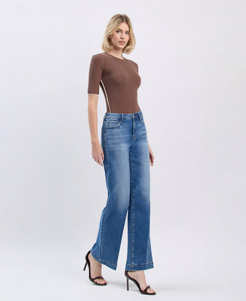 Flying Monkey High Rise Trouser Hem Jeans F5990