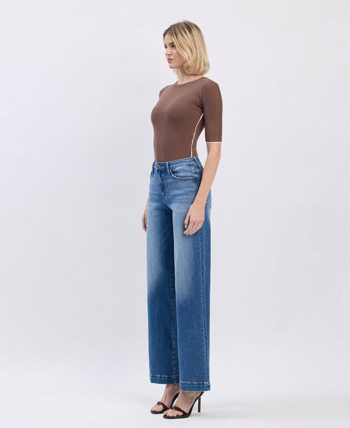 Flying Monkey High Rise Trouser Hem Jeans F5990