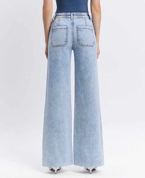 Flying Monkey High Rise Drawstring Wide Leg Jeans