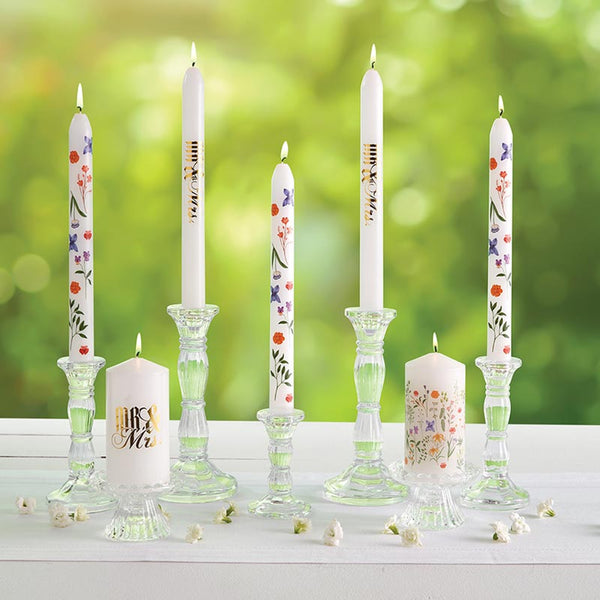 Boho Flowers Tapered Candles Set of 2