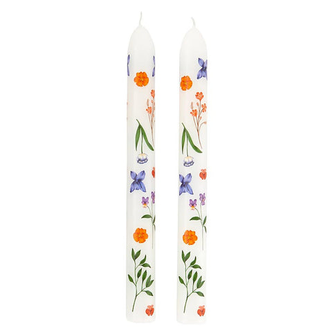 Boho Flowers Tapered Candles Set of 2