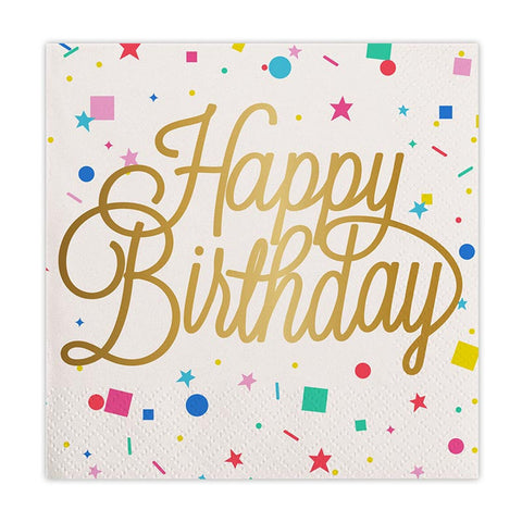 Happy Birthday Confetti Cocktail Napkin
