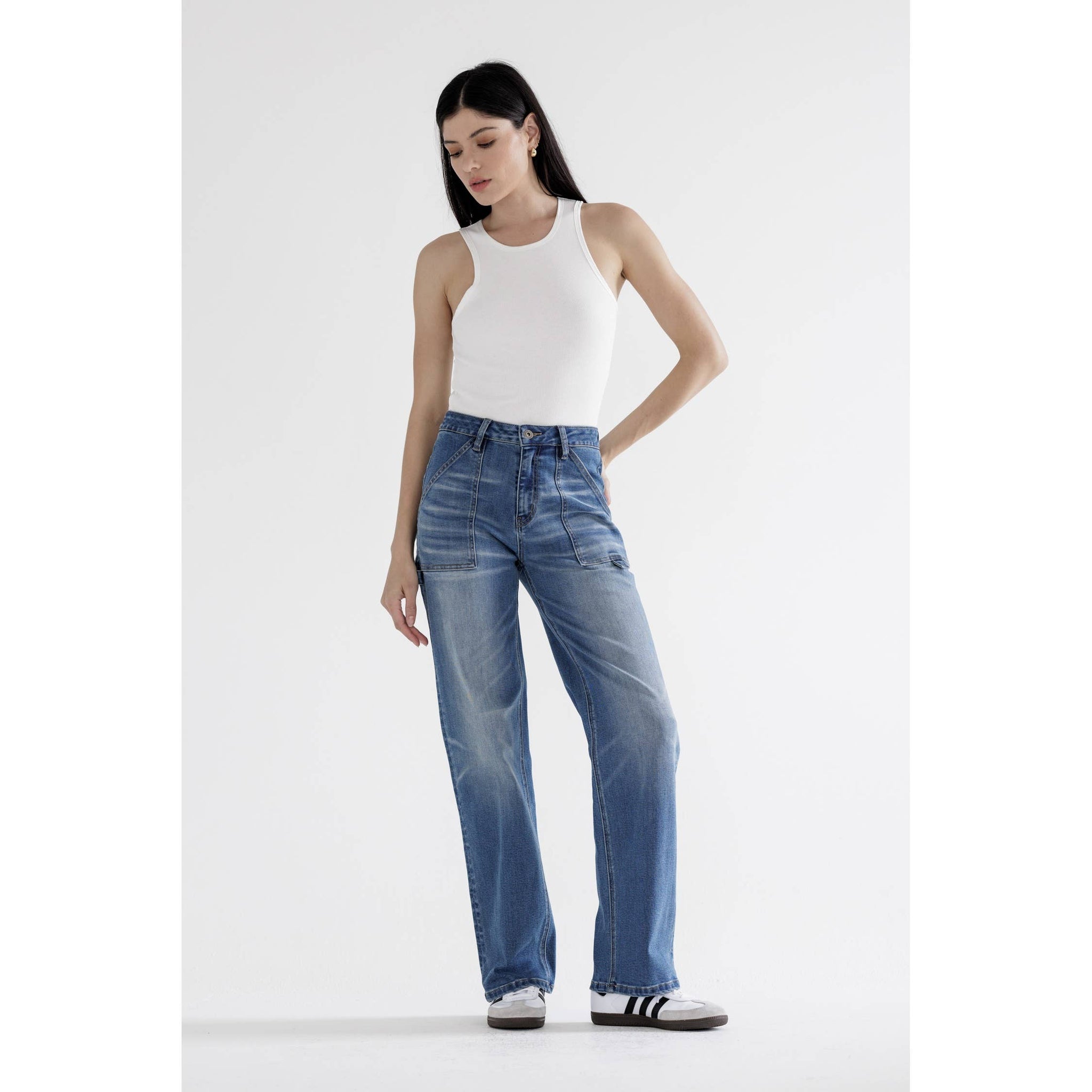 Mica Super High Utility Straight Leg Jeans