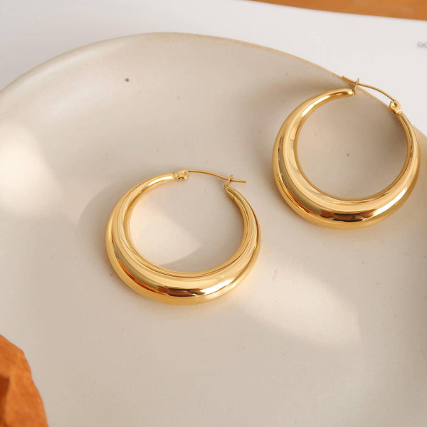 Galene Large Hoop Earrings — Non-Tarnish, Silver & Gold